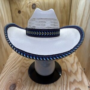 El General Limited Edition 50X‎ White Aztec Trimmed Cowboy Hat 6.75